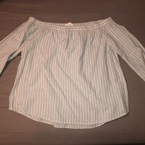 Blue and White Stripe off the shoulder top